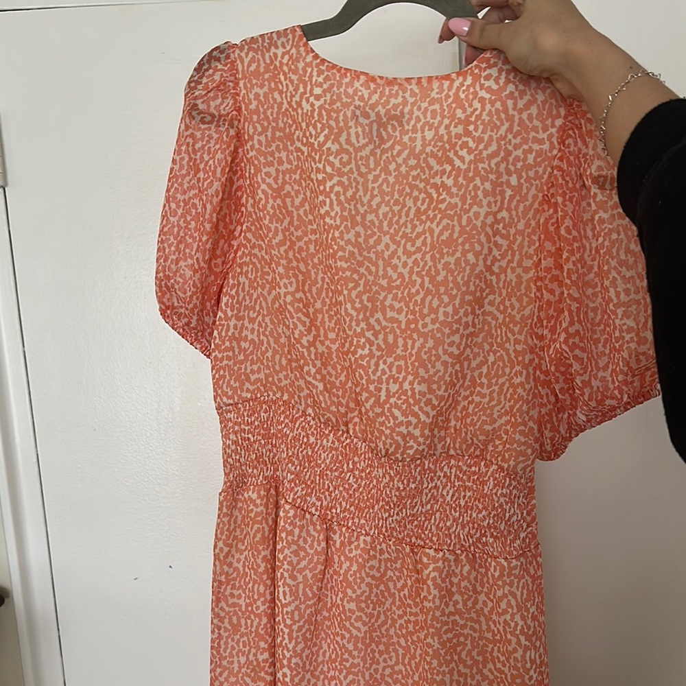 Express Pink Ruched Wrap Mini Dress - Picture 4 of 4